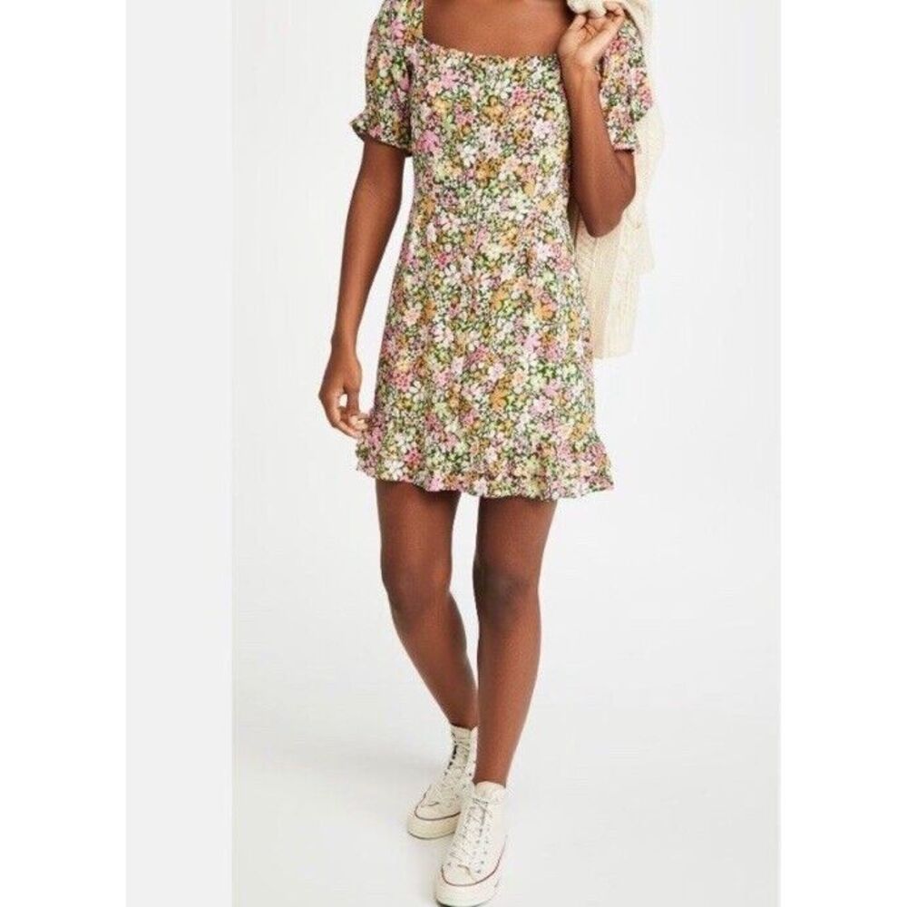 Lost + Wander Women S Fit Flare Getaway Island Mini Dress‎ Smocked Pink Floral